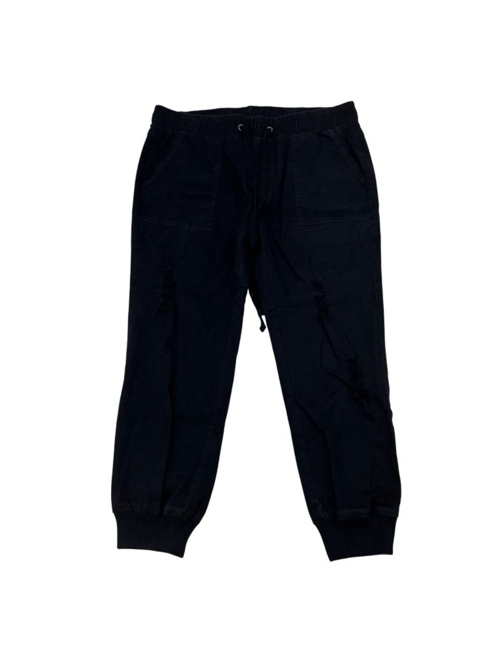 White Birch Womens Jogger Pants Distressed Drawstring Black Size XL Pockets